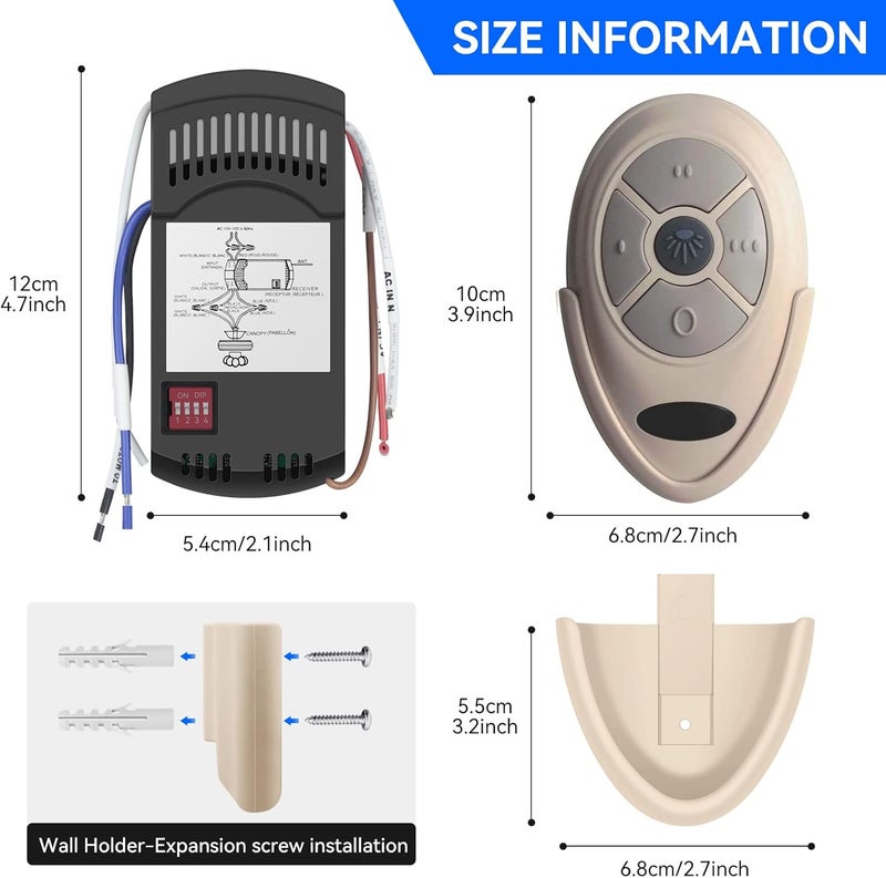 FEKOTS Universal Ceiling Fan Remote Control Kit, Replacement for Harbor Breeze, Hampton Bay, Hunter, Receiver FAN28R Light Dimmer, Replace L3HFAN35T1 FAN-35T1 L3HFAN35T FAN-35T KUJCE9603 UC7202T CHQ7202T - Image 2